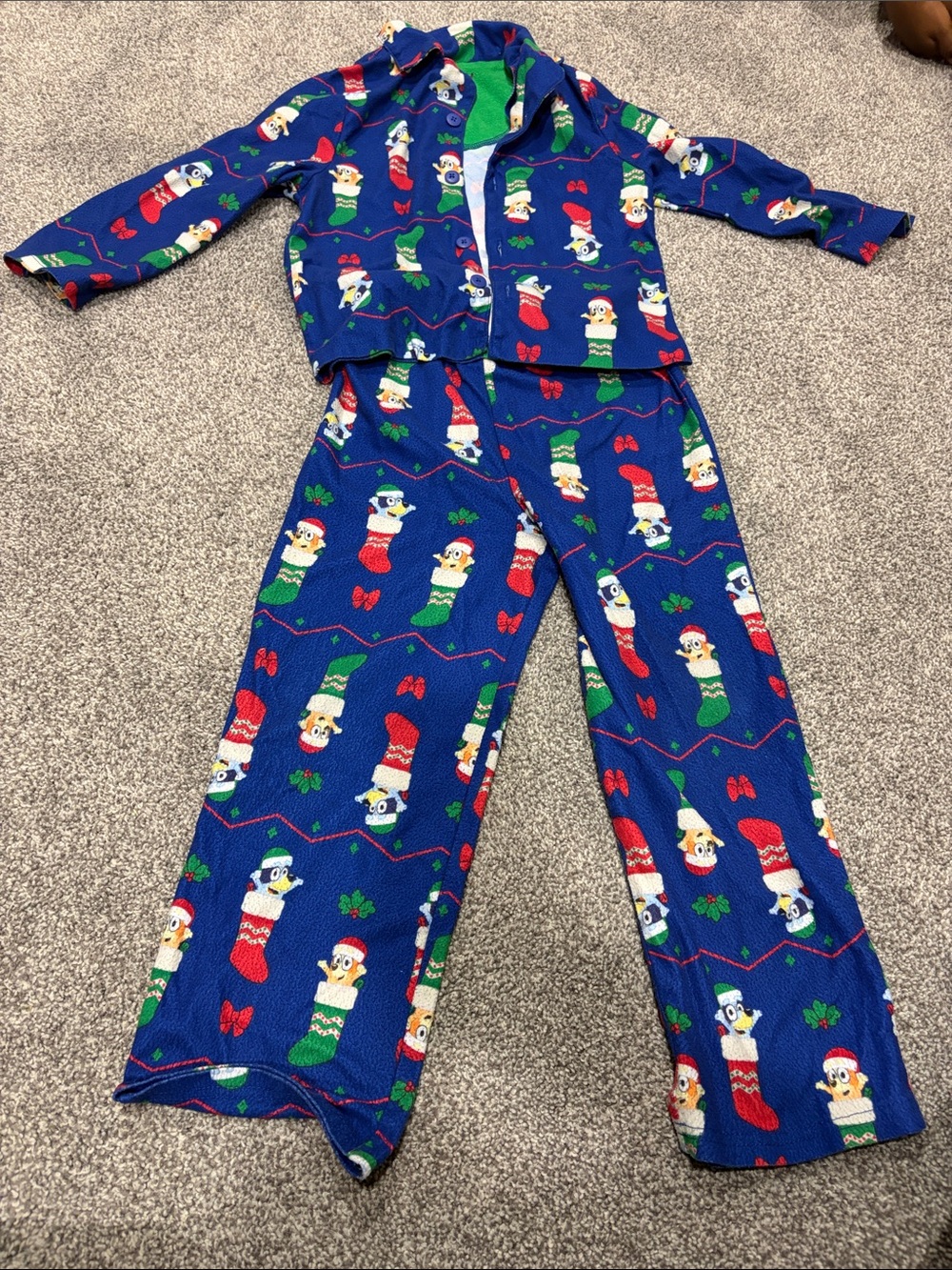 Kids Holiday Stocking Print Pajama Set - Blue